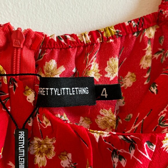 PrettyLittleThing | Red Floral Dress - Picture 4 of 9